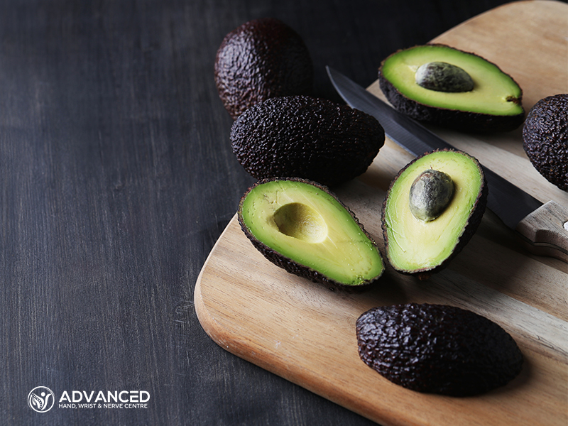 Avocado on a cutting board