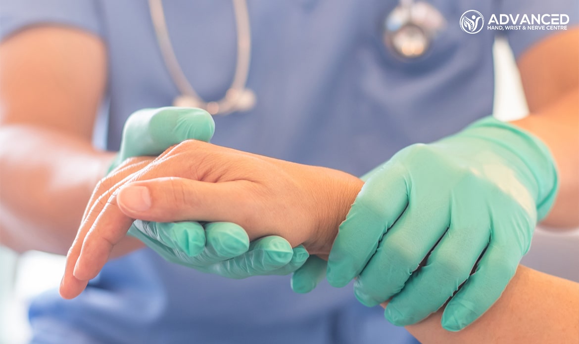 Image doctor holding patients hand