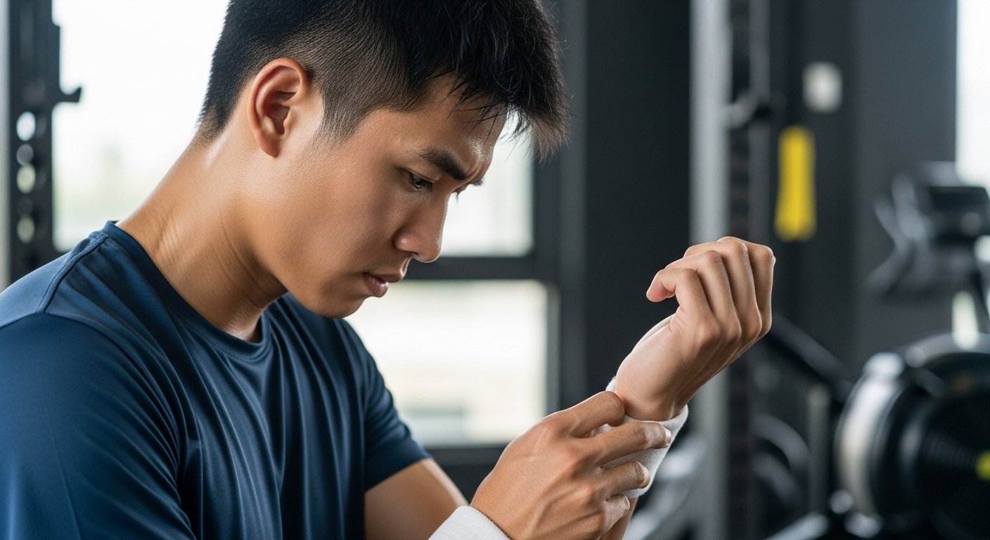Image asian athlete wrist injury sports gym 1721779500